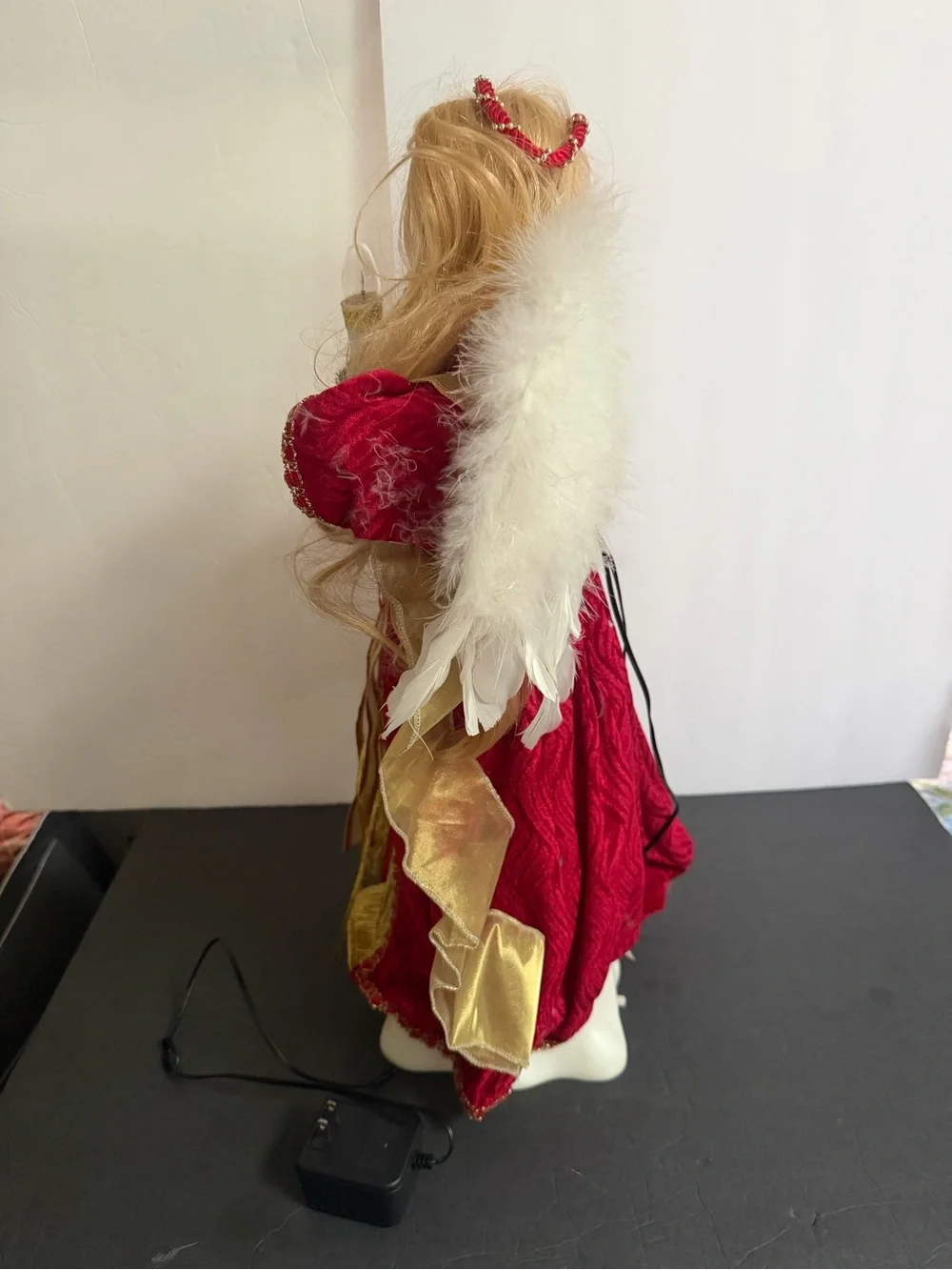 VTG Christmas Angel with Light Candle Animated Doll 23”